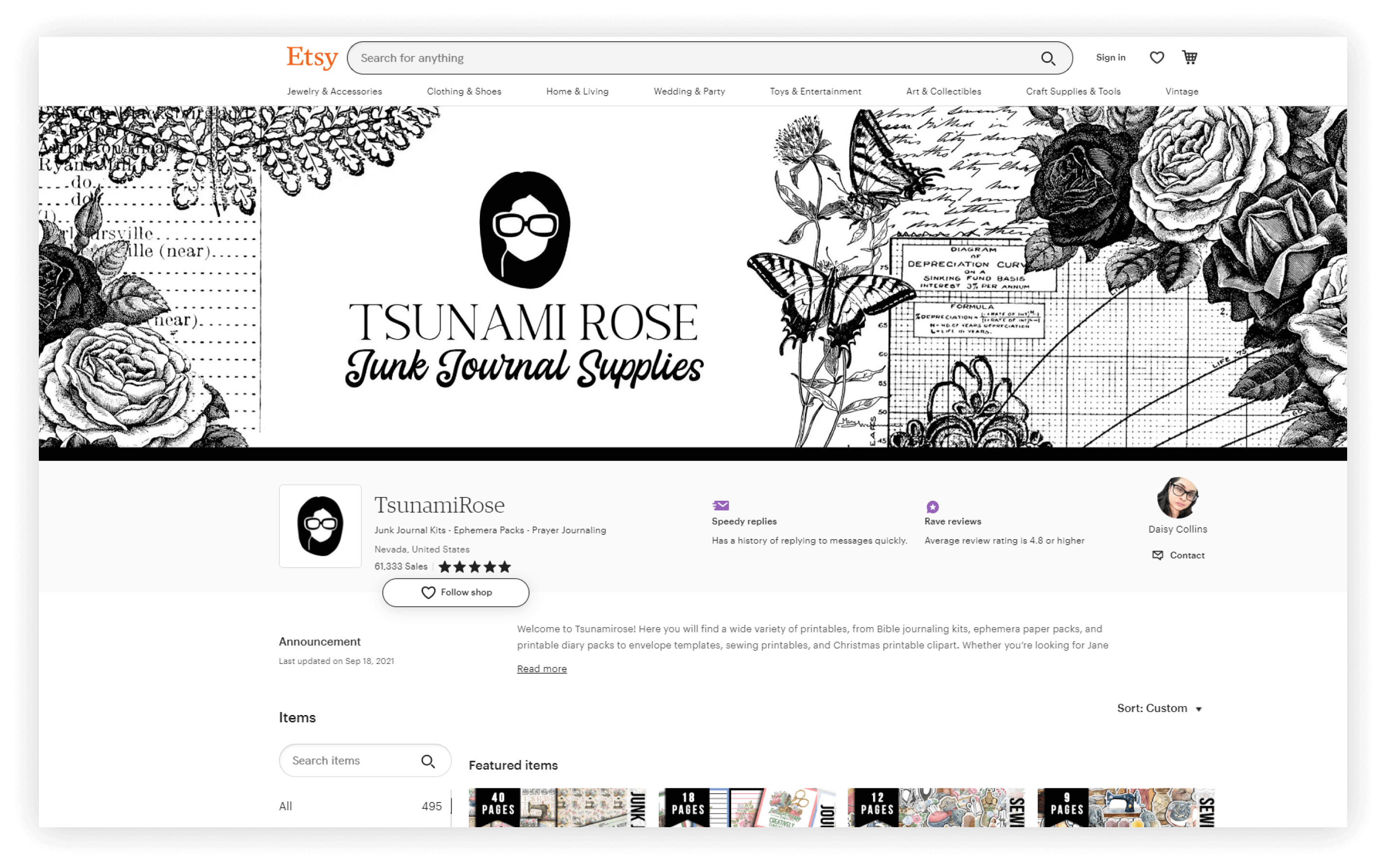 Etsy Seller Interview with Daisy of Tsunami Rose